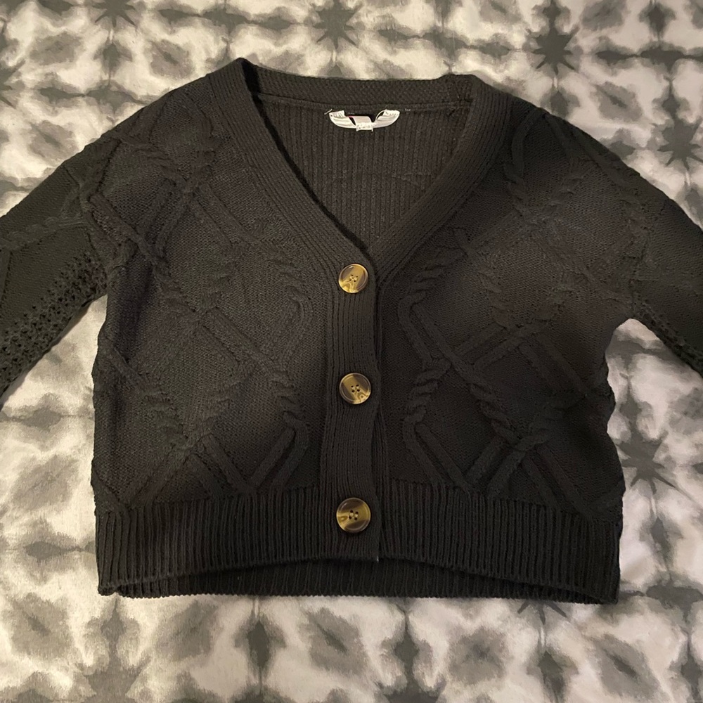 black sweater with buttons